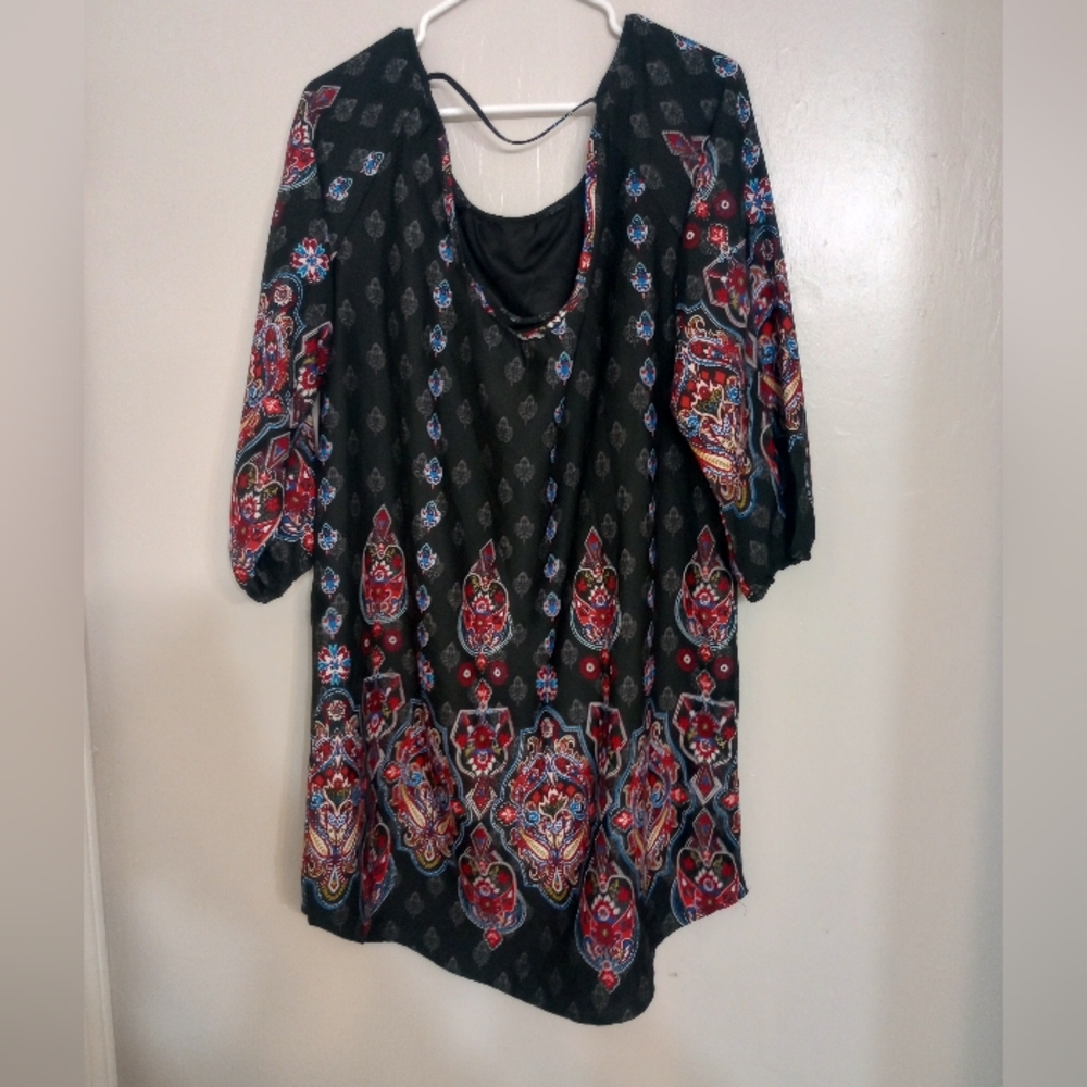 Rock And Roll Cowgirl Women's 3/4 Sleeve Paisley Style Design Tunic Dress - Picture 5 of 10